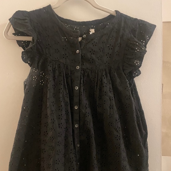 Madewell Black Lace Flutter Sleeve Top, M - Picture 1 of 5